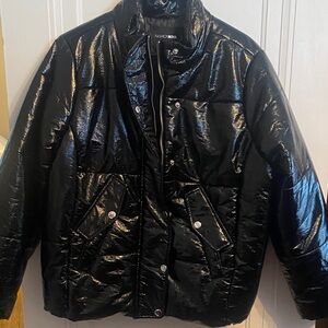 Fashion Nova Men's Shiny Black Puffer Jacket